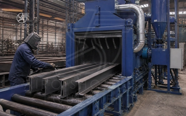 Shot blasting for steel fabrication